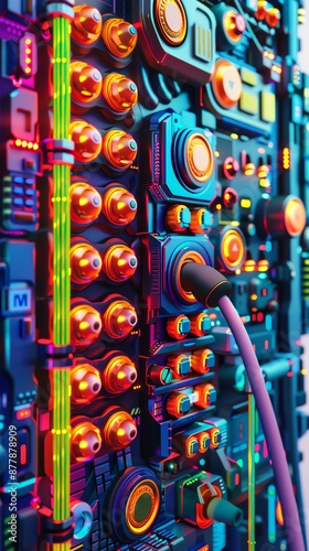 Wallpaper Mural Abstract cyberpunk technology background with vibrant colors and futuristic elements. Torontodigital.ca