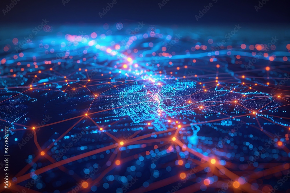 Digital map of California US Network Connection created with Generative AI
