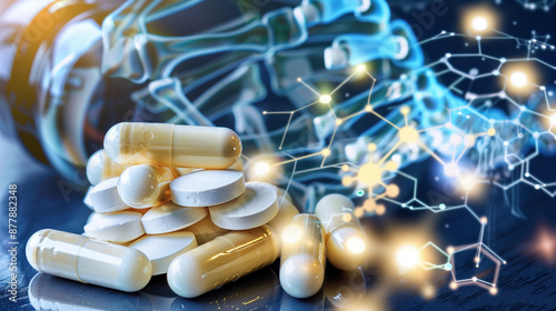 Glucosamine Tablets for Joint Health and Mobility, Healthy Lifestyle Concept