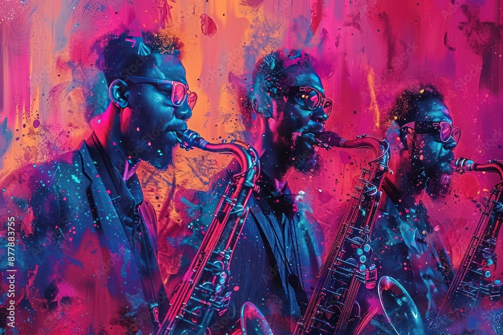 Jazz Band Concert Flyer with Saxophone, Guitar, Piano, and Orchestra Musician Players for Festival or Party Poster Design Jazz Band Concert Flyer with Saxophone, Guitar, Piano, and Orchestra Musician Players for Festival or Party Poster Design
