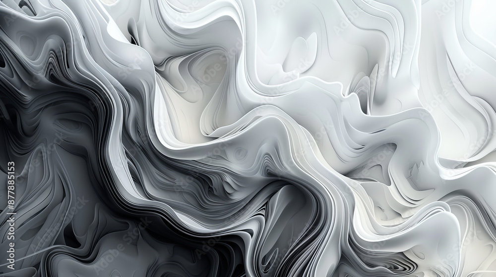 Fototapeta premium Abstract art with shades of gray, white, and black making a gradient design that resembles a macro texture.