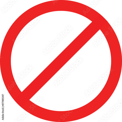 Ban vector icon, stop symbol, red circle with oblique line isolated mark