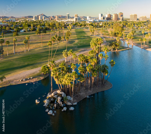 Encanto Park and downtown Phoenix, Arizona, United States of America. photo