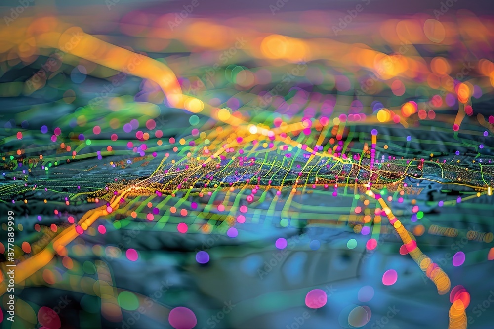 Fototapeta premium Digital map of California US Network Connection created with Generative AI