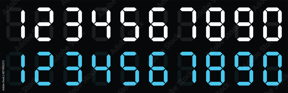 Digital numbers set. Digital clock numbers. Calculator digital numbers.Vector illustration. Digital numbers set. Digital clock numbers. Calculator digital numbers.Vector illustration.
