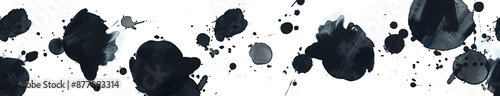 seamless pattern of abstract shapes in black ink on white background, watercolor, inkblot art, 2d game art style, ink painting technique, seamless