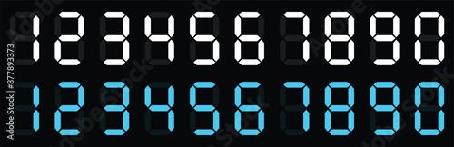 Digital numbers set. Digital clock numbers. Calculator digital numbers.Vector illustration. 