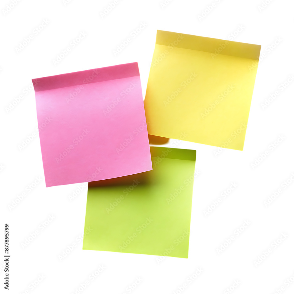 a few sticky notes on transparent background a few sticky notes on transparent background