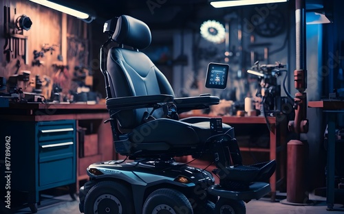 Modern Powered Wheelchair in Workshop Setting