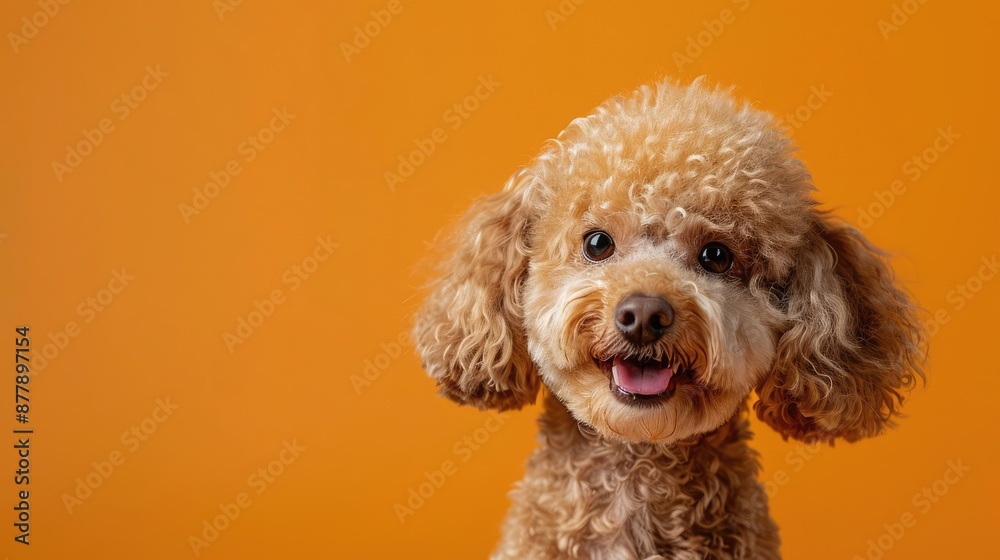 Portrait photography of a cute little Poodle happy smiling , studio shot isolated on single color background ,editorial style, shoot by DSLR . Portrait photography of a cute little Poodle happy smiling , studio shot isolated on single color background ,editorial style, shoot by DSLR .