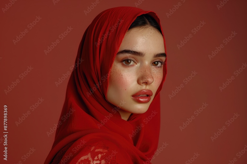 Red Scarf Portrait with a Mystical Touch Red Scarf Portrait with a Mystical Touch