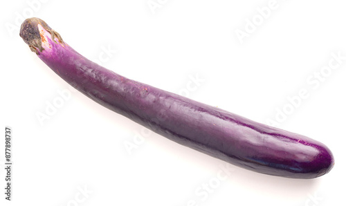 Long Thin Purple Chinese Eggplants Isolated on a White Background