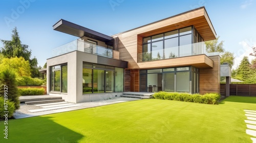 Modern Luxury Home With Spacious Lawn © evening_tao