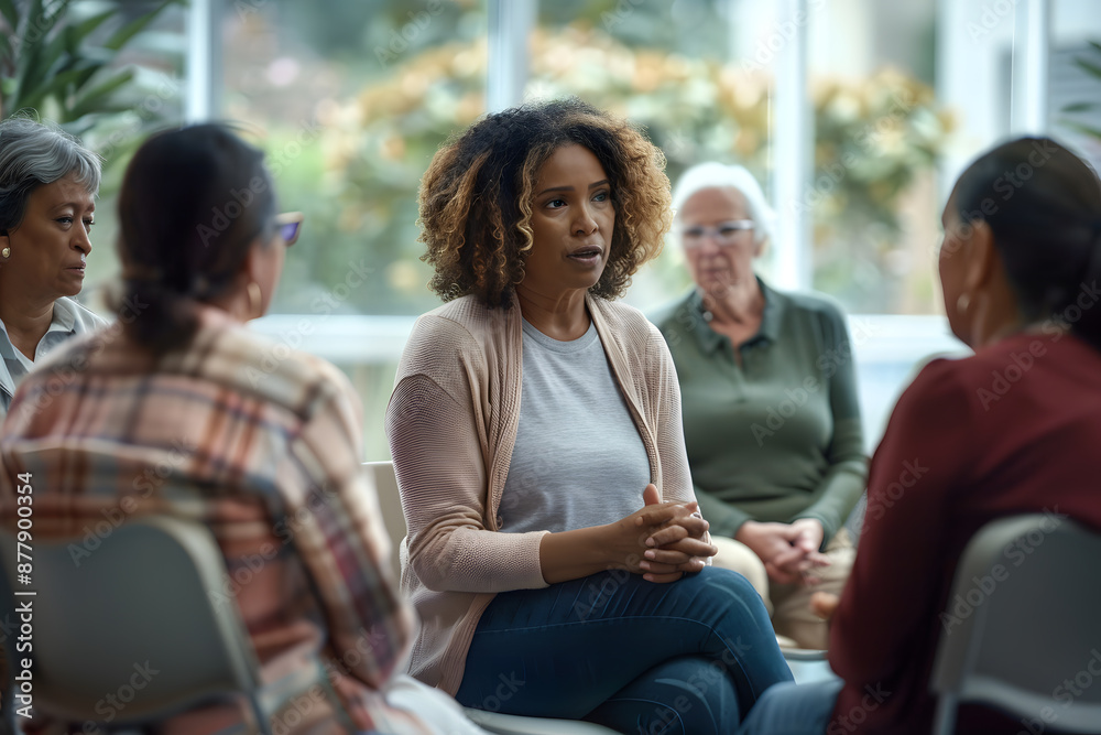 Female therapist leading support group circle for senior people. Empowering interaction. Female therapist leading support group circle for senior people. Empowering interaction.