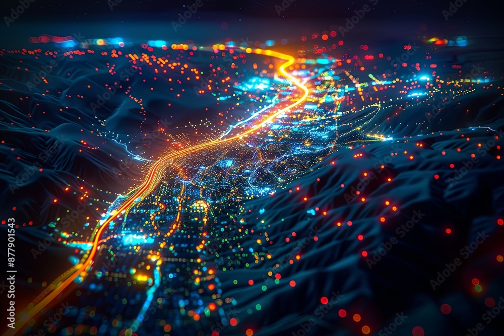 Obraz premium Digital map of California US Network Connection created with Generative AI