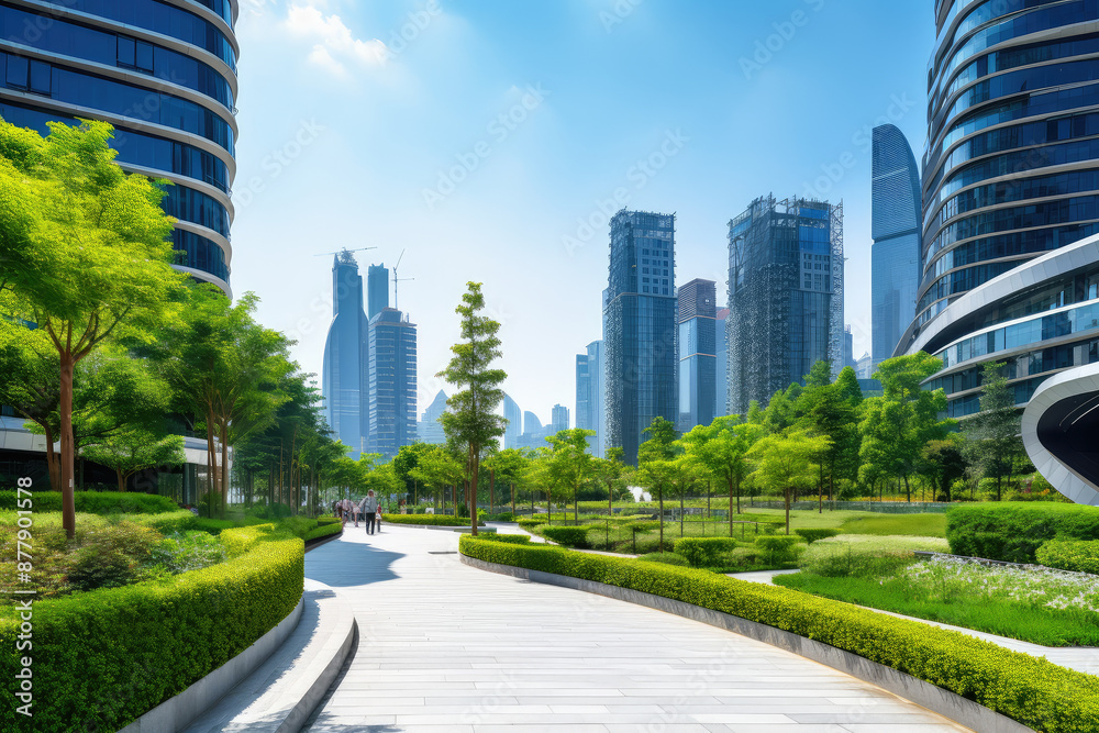 Modern Cityscape with Green Park Modern Cityscape with Green Park