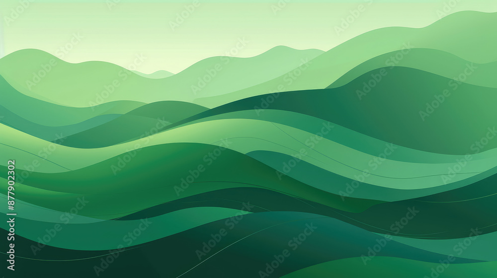 Fototapeta premium Serene Green Hills Abstract Design