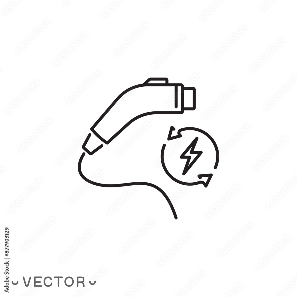 car charger icon, electric connector for auto, plug to electric vehicle, thin line symbol isolated on white background, editable stroke eps 10 vector illustration car charger icon, electric connector for auto, plug to electric vehicle, thin line symbol isolated on white background, editable stroke eps 10 vector illustration