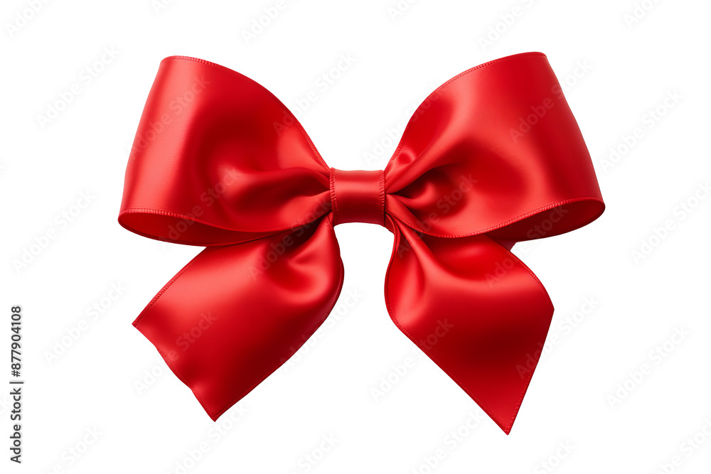 Luxurious red gift ribbon bow PNG on transparent background for elegant and festive celebrations, perfect for holiday gift wrapping, birthday presents, and special occasions