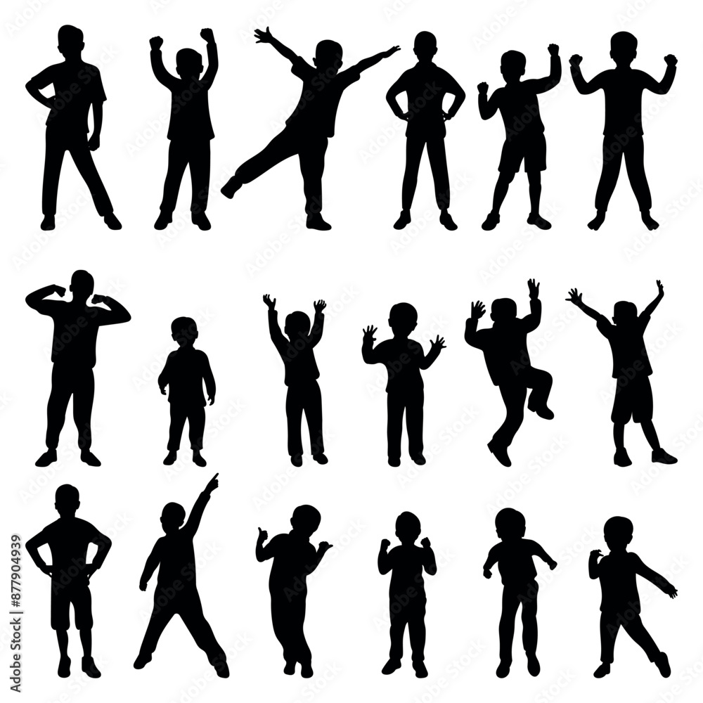 Obraz premium Boy silhouette vector illustration set