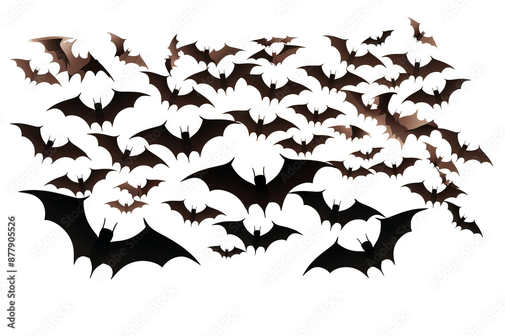 Naklejka premium Spooky halloween bat and bats illustration in PNG style with transparent background for halloween decor and seasonal designs