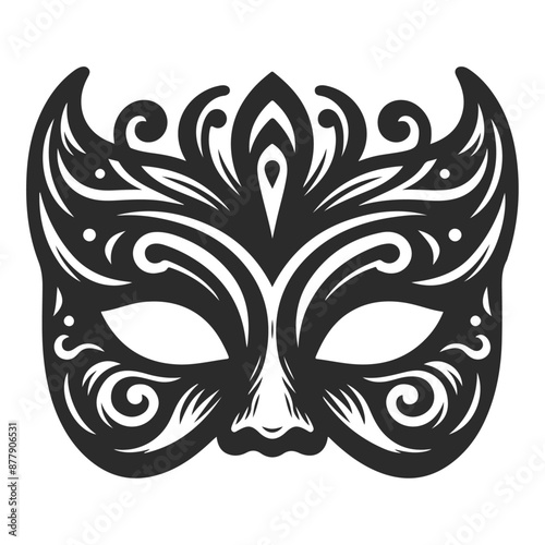 Black and white beautiful masquerade mask of lace symbol with vintage unique luxury quality pattern