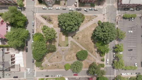 Emancipation Park, formerly Lee Park, in Charlottesville, Virginia with drone video overhead and stable video. photo