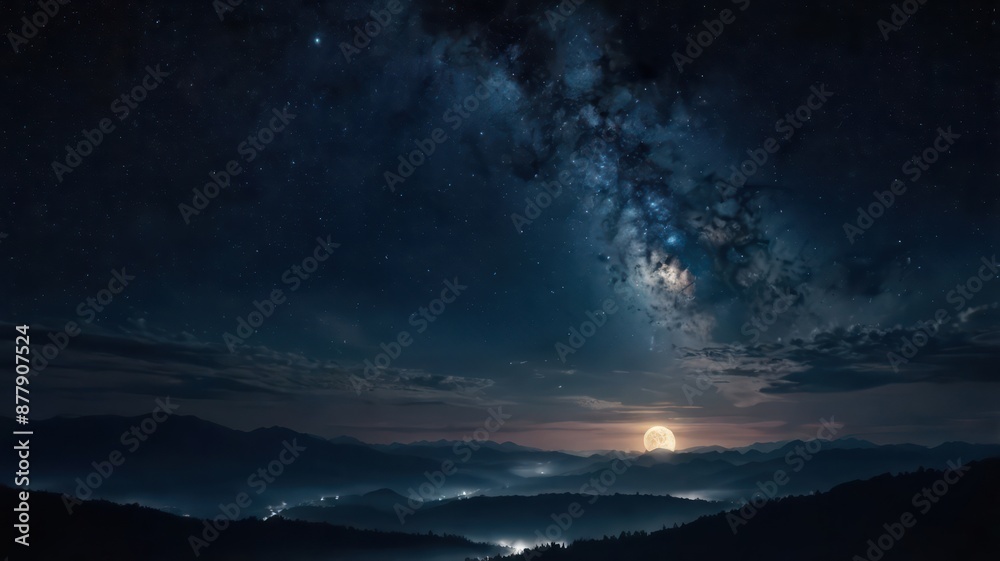 Fototapeta premium night sky with moon and stars 