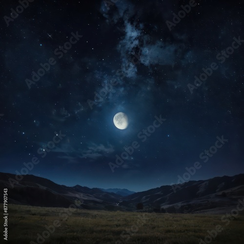 night sky with moon and stars	
