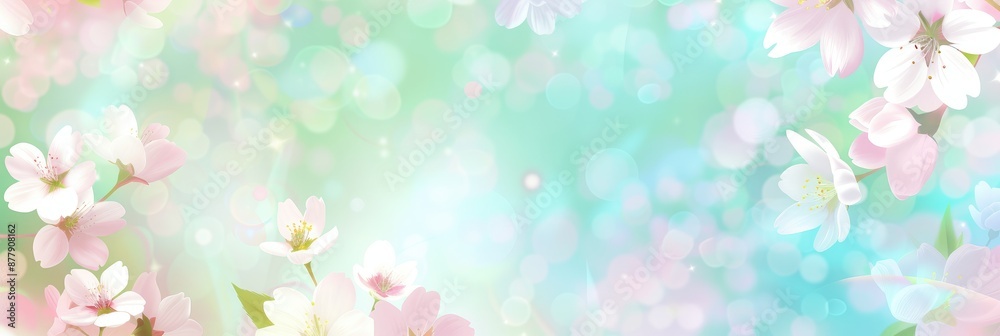 Dreamy Floral Blossoms on Pastel Bokeh Background Dreamy Floral Blossoms on Pastel Bokeh Background