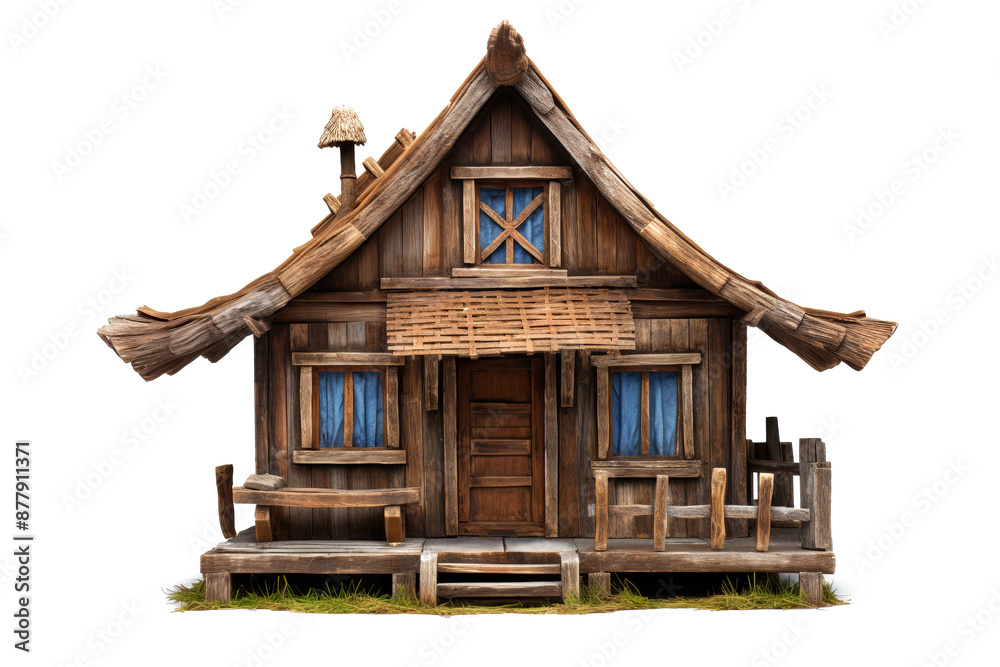 Wooden house illustration in PNG style with transparent background, ideal for digital design projects and architectural visualizations Wooden house illustration in PNG style with transparent background, ideal for digital design projects and architectural visualizations