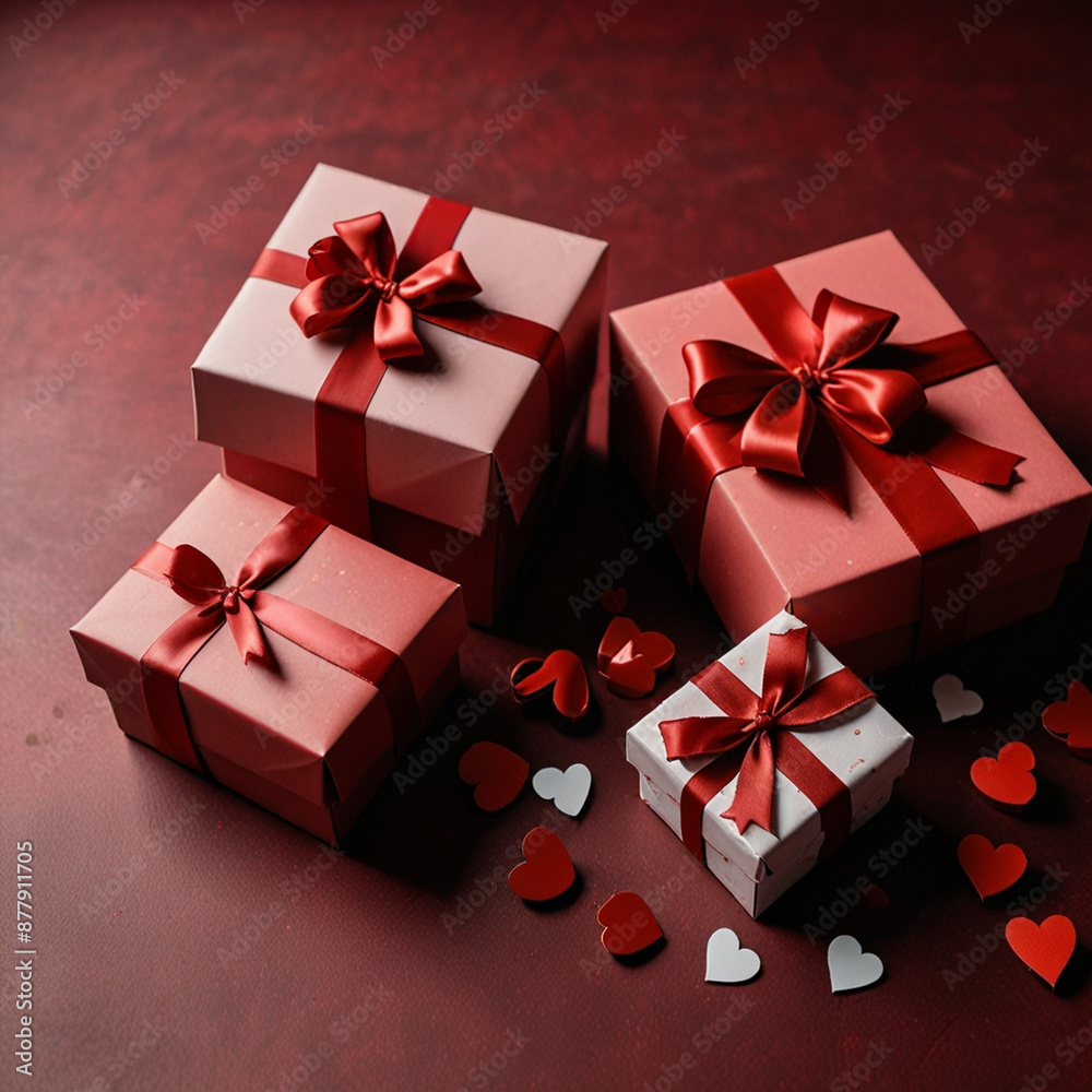 Obraz premium Valentine's Day background design with gift boxes.Generated Ai