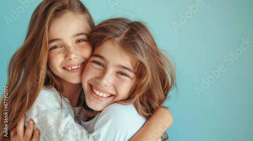 The joyful sisters' hug