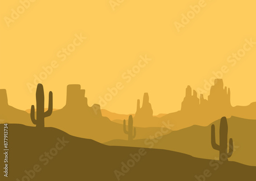 desert landscape with cactus illustration © Fajarhidayah11