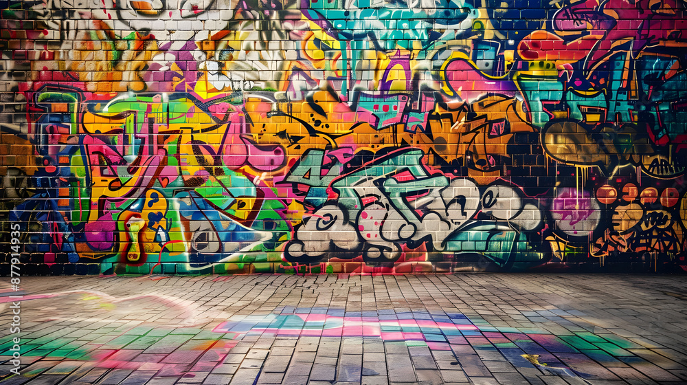 This abstract graffiti wall features an explosion of colors and textures, creating a perfect artistic pop art background with its bold urban design. This abstract graffiti wall features an explosion of colors and textures, creating a perfect artistic pop art background with its bold urban design.