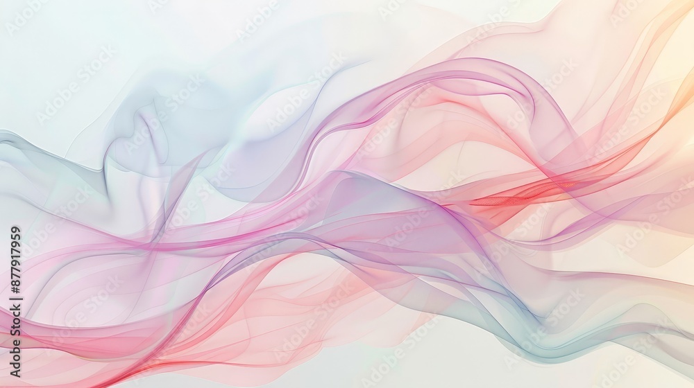 Abstract lines and curves in a pastel color palette, evoking a sense of calm and fluidity, reminiscent of flowing water