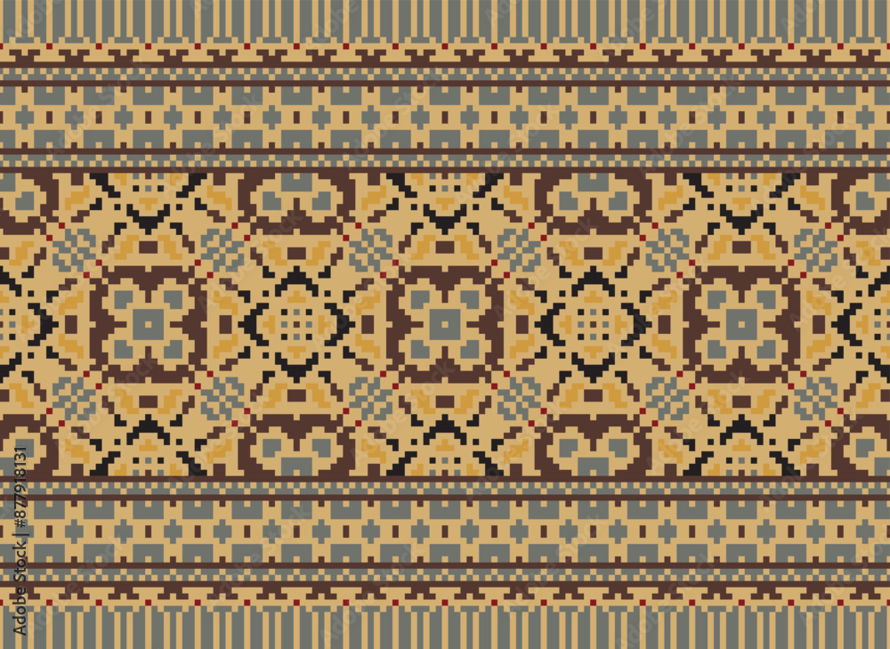 Obraz premium Tribal striped seamless pattern. Aztec geometric black-white background. Can be used in fabric design for clothes, accessories, decorative paper, wrapping,