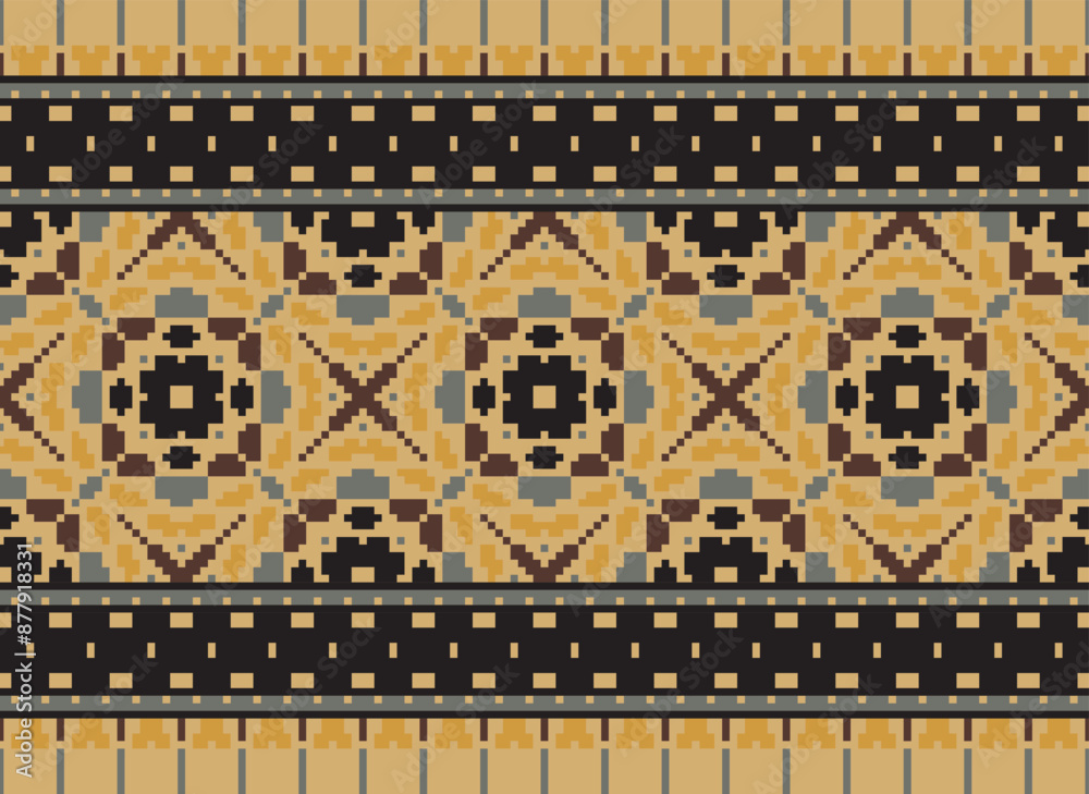 Fototapeta premium Tribal striped seamless pattern. Aztec geometric black-white background. Can be used in fabric design for clothes, accessories, decorative paper, wrapping,