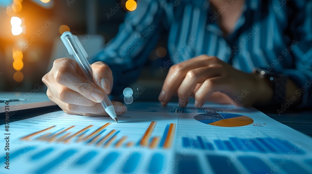 businesswoman analyzing financial report with growth chart financial background,generative ai businesswoman analyzing financial report with growth chart financial background,generative ai