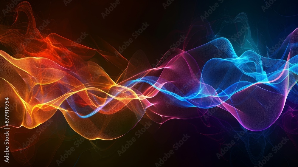 Fototapeta premium Vibrant Sound Waves Against Dark Background, Perfect for Music or Audio Visuals Generative AI