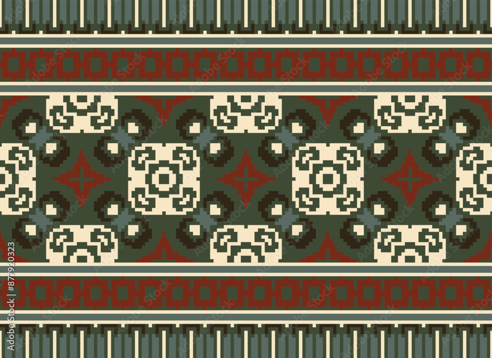 Fototapeta premium Tribal striped seamless pattern. Aztec geometric black-white background. Can be used in fabric design for clothes, accessories, decorative paper, wrapping,