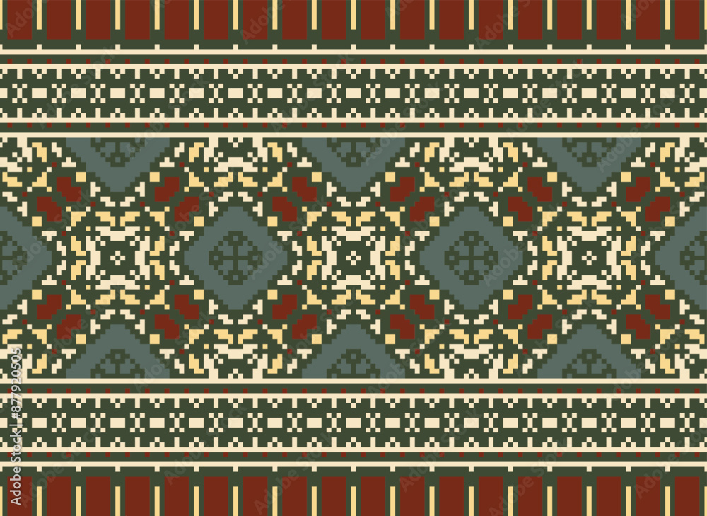 Fototapeta premium Tribal striped seamless pattern. Aztec geometric black-white background. Can be used in fabric design for clothes, accessories, decorative paper, wrapping,