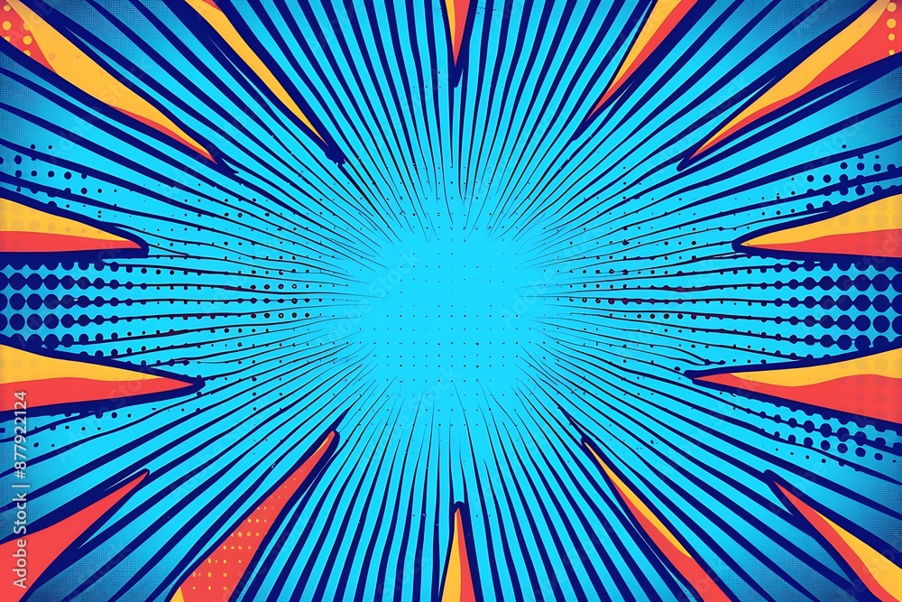 Fototapeta premium Exciting blue comic style background filled with energy and motion