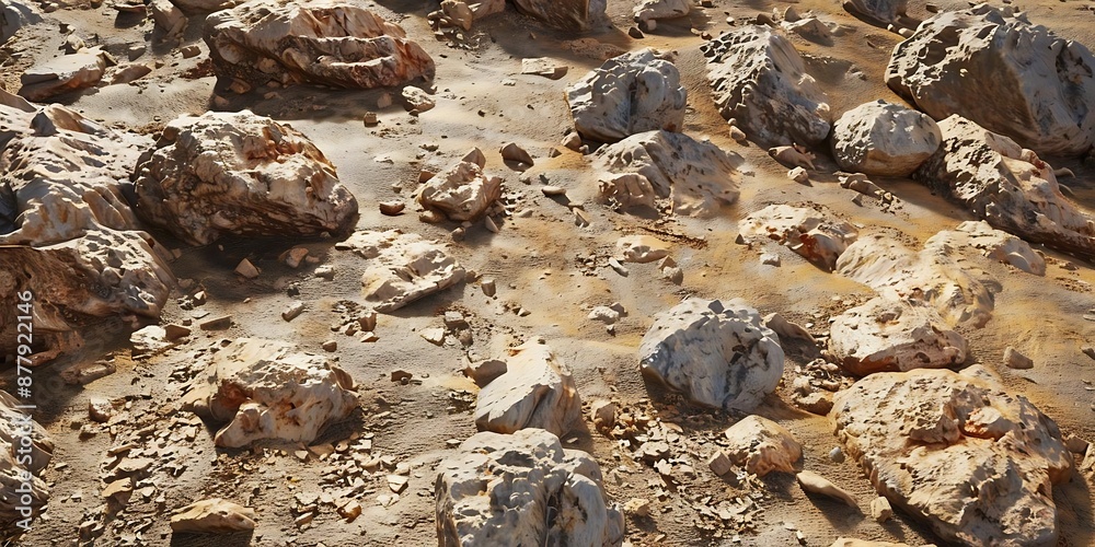 Rocky Terrain 3D Illustration with Sand and Stones Rocky Terrain 3D Illustration with Sand and Stones
