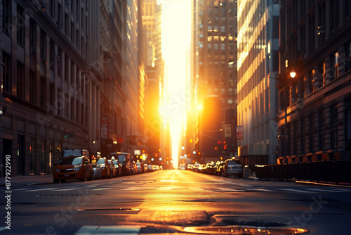 Sunset Backlight Shining Through CBD Skyscrapers - Urban Sunset Photography