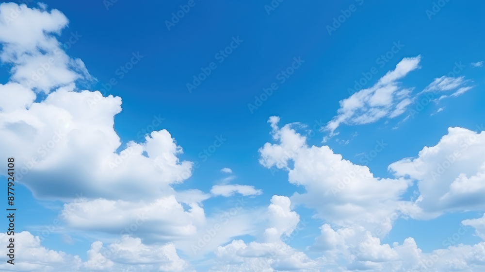 Serene Blue Sky and Fluffy Clouds Panorama Serene Blue Sky and Fluffy Clouds Panorama