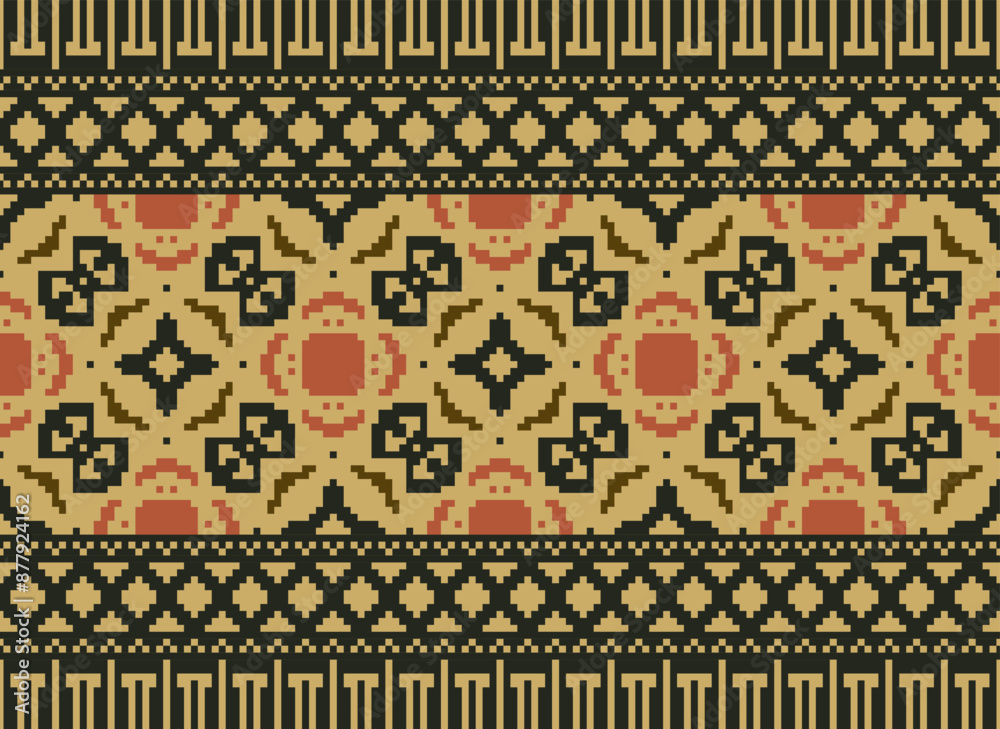 Fototapeta premium Tribal striped seamless pattern. Aztec geometric black-white background. Can be used in fabric design for clothes, accessories, decorative paper, wrapping,