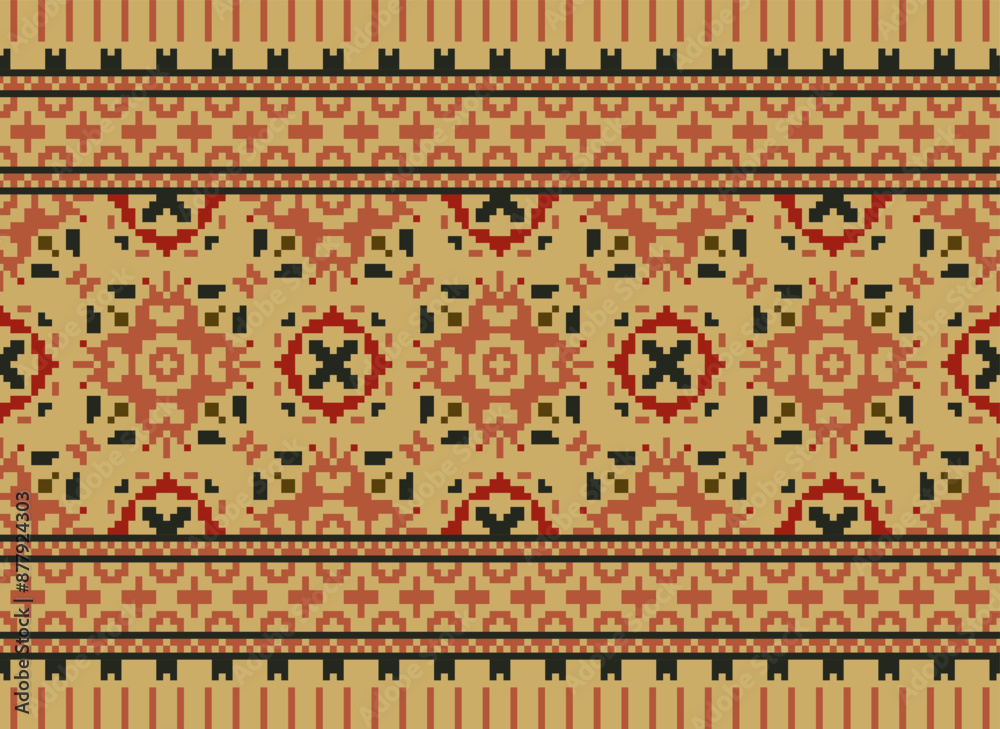 Obraz premium Tribal striped seamless pattern. Aztec geometric black-white background. Can be used in fabric design for clothes, accessories, decorative paper, wrapping,