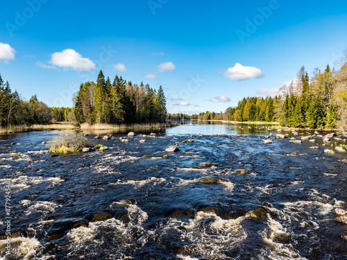 Salomon river landscapein summer. Farnebofjarden national park in north of Sweden photo