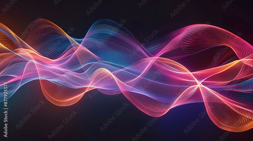 Fototapeta premium An abstract depiction of sound waves, with undulating lines and vibrant colors capturing the essence of music and rhythm